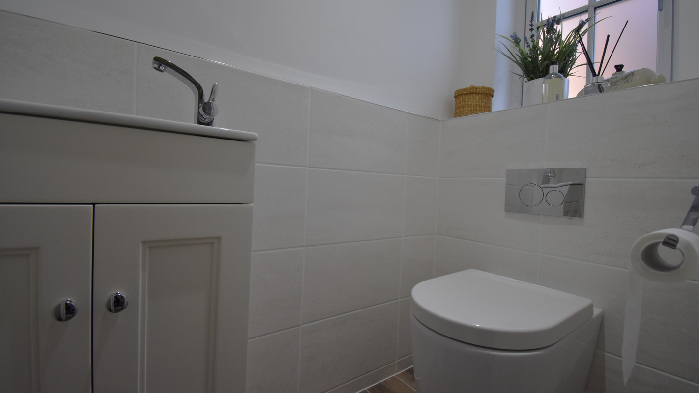Our cloakroom renovation with Kingsbury furniture offers creative solution for small space