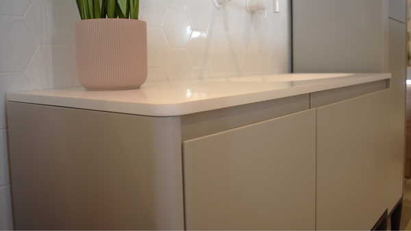Alnwick washstand in cashmere from Burbidge with white cast top