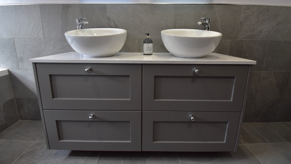 Harrow four drawer wall mounted unit with two countertop basins