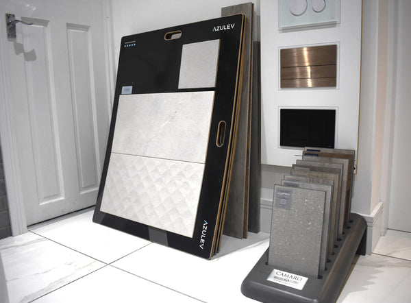 Azulev tile and Camaro flooring samples