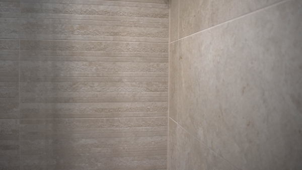 Yorkshire Tile Co. wall tiles in Provence Cream and Provence Cream Decor