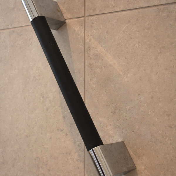 Chrome grab bars with black grip