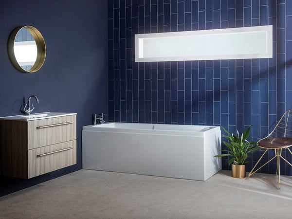 Carron rectangular bath with wooden wall mounted sink unit
